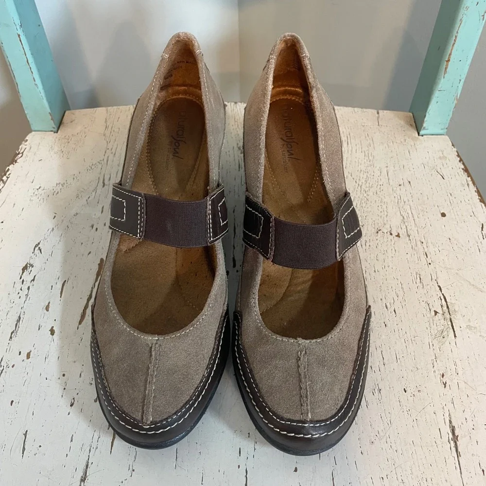 NaturalSoul By Naturalizer‎ Ivani Brown Suede Mary Jane Wedges Shoes Women's 9 M